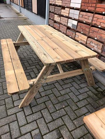 Geïmpregneerde picknicktafels 180cm lang 38mm dikke balken 