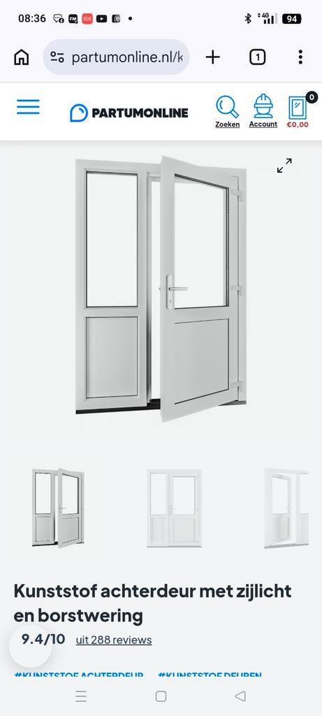 Kunststof Kozijn met Deur, Doe-het-zelf en Verbouw, Deuren en Horren, Nieuw, Buitendeur, 200 tot 215 cm, 80 tot 100 cm, Glas, Kunststof