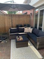 Loungeset antraciet textiel, Tuin en Terras, Tuinsets en Loungesets, Ophalen, 5 zitplaatsen, Bijzettafel, Zo goed als nieuw