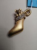 (J-17)  Goudkleurige broche merk Monet., Sieraden, Tassen en Uiterlijk, Broches, Met kristal, Overige materialen, 4 tot 7 cm, Gebruikt