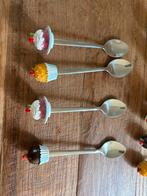 Blond amsterdam theelepels met cupcake decoratie - 10 stuks, Huis en Inrichting, Ophalen of Verzenden, Zo goed als nieuw, Rvs of Chroom