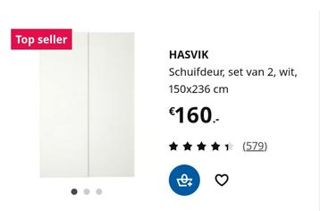 Ikea Pax Hasvik Schuifdeuren Wit 150x236cm Nieuw beschikbaar voor biedingen