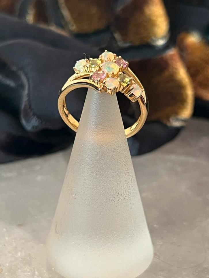 Toermalijn edelopaal beschermt geluk welvaart magie, Sieraden, Tassen en Uiterlijk, Ringen, Nieuw, Dame of Heer, 18 tot 19, Zilver