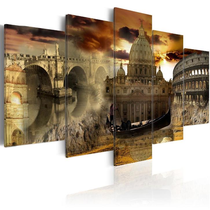 318 Rome Italie 5 Luik Canvas Schilderij 200x100cm 2 maten, Antiek en Kunst, Kunst | Schilderijen | Klassiek, Ophalen of Verzenden