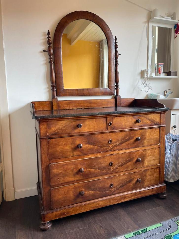 Antieke Commode/Ladenkast met Marmeren Blad, Antiek en Kunst, Antiek | Meubels | Kasten, Ophalen