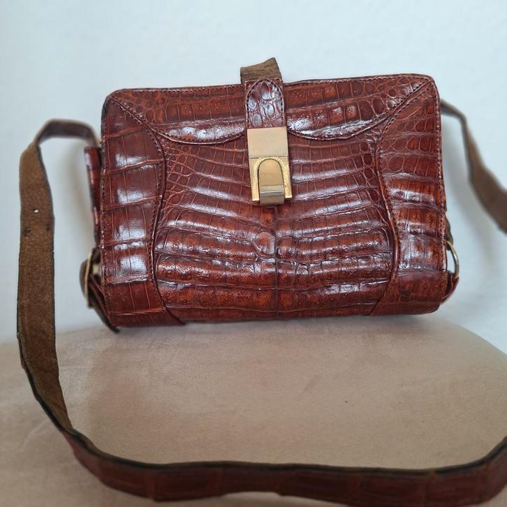 Vintage Krokodillenleren Tas jaren '70, Sieraden, Tassen en Uiterlijk, Tassen | Damestassen, Ophalen of Verzenden