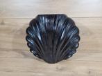 Vintage glazen schelp bloemenvaas, 20,5 cm hoog, Gebruikt, Niks, Zwart, Ophalen of Verzenden