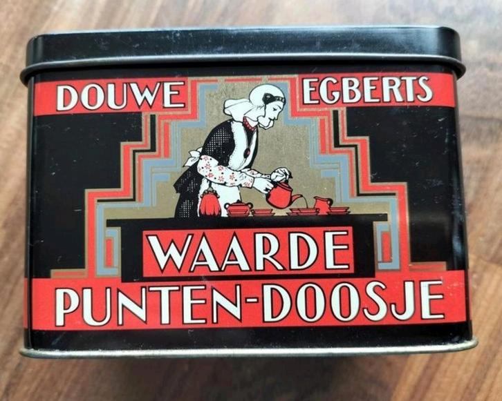 Douwe Egberts Waarde Punten-Doosje (vintage, blik), Verzamelen, Blikken, Gebruikt, Overige, Douwe Egberts, Ophalen of Verzenden