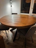 Ronde houten eettafel met stalen poot, Huis en Inrichting, Tafels | Eettafels, Ophalen, 100 tot 150 cm, Rond, Zo goed als nieuw