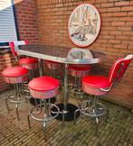FIFTIES SIXTIES AMERIKAANSE BEL AIR BARKRUKKEN MET BARTAFEL, Ophalen, 5 krukken of meer, 60 tot 90 cm, Met voetsteun
