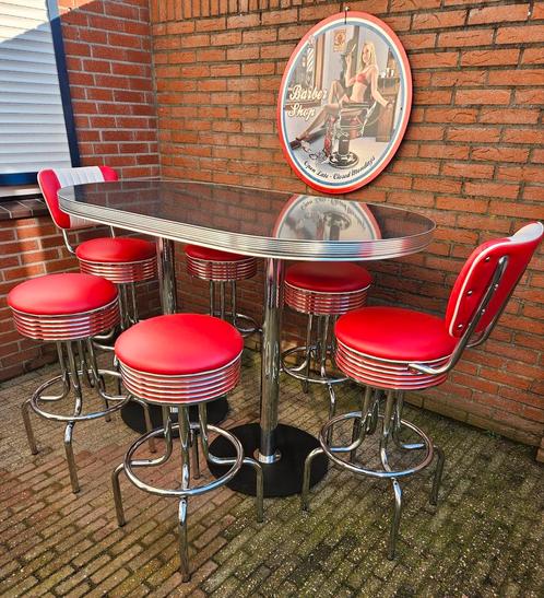 FIFTIES SIXTIES AMERIKAANSE BEL AIR BARKRUKKEN MET BARTAFEL, Huis en Inrichting, Barkrukken, Zo goed als nieuw, 60 tot 90 cm, Metaal