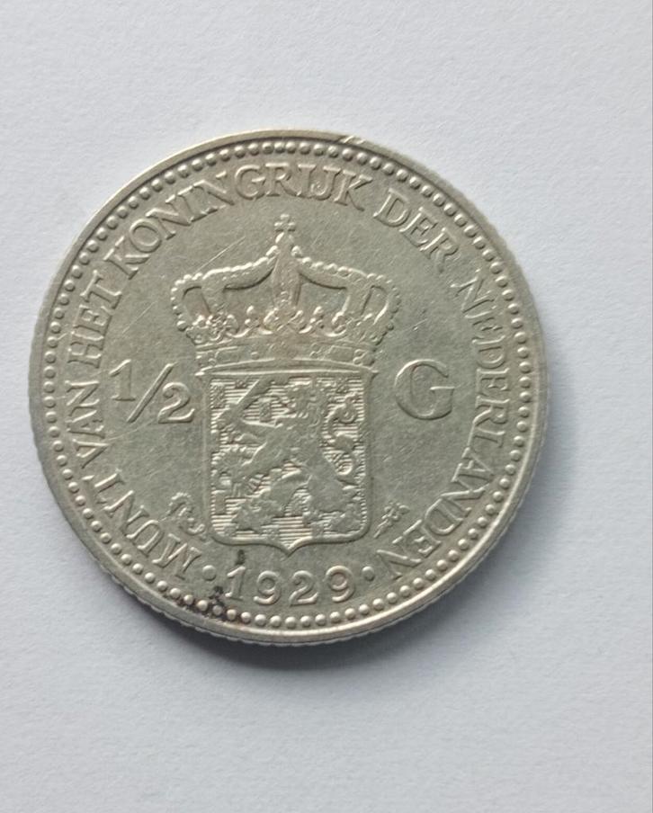 Halve Gulden 1929 - Wilhelmina, Postzegels en Munten, Munten | Nederland, ½ gulden, Koningin Wilhelmina, Ophalen