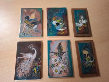 Nella Damsma (kunstenares) emaille , koper op hout (6 stuks) beschikbaar voor biedingen
