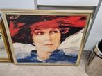 Schilderij Koningin Beatrix met Rode Hoed, Antiek en Kunst, Ophalen of Verzenden
