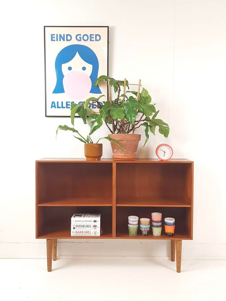 Vintage Deense teak houten wandkast | vakkenkast boeken, Ophalen of Verzenden, Huis en Inrichting