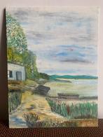 Landschap met huisje aan het water, Antiek en Kunst, Kunst | Schilderijen | Klassiek, Ophalen of Verzenden