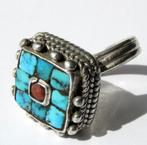 Zilveren ring met turquoise, native American, 16,5 mm., Gebruikt, Ophalen of Verzenden, Kleiner dan 17, Dame