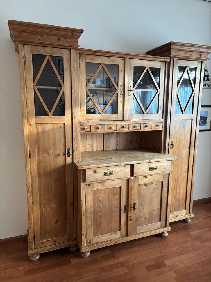 Antiek grenen buffetkast, Huis en Inrichting, Kasten | Buffetkasten, Gebruikt, 150 tot 200 cm, 150 tot 200 cm, 50 tot 75 cm, Met lade(s)