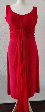 Valentino zijden jurk warm rood met 4 voile sjaals, Maat 38/40 (M), Ophalen of Verzenden, Zo goed als nieuw, Rood