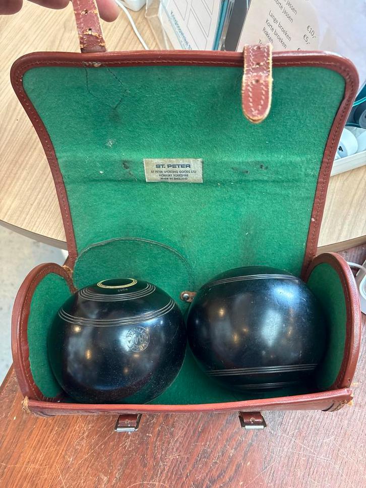 Set klassieke lawn bowls met leren koffer, Sport en Fitness, Bowlen, Bal, Ophalen