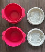 Tupperware set van 2 Zonnedeksel kommen 400 ml rose/wit, Ophalen of Verzenden, Gebruikt, Wit, Bak of Kom
