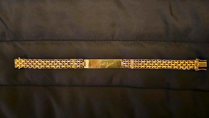 14 karaat gouden armband 20 cm 0.9 cm breed, Sieraden, Tassen en Uiterlijk, Armbanden, Zo goed als nieuw, Goud, Goud, Ophalen of Verzenden