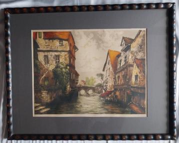 Kleurenets - Stadsgezicht - Gesigneerd - 1920 beschikbaar voor biedingen