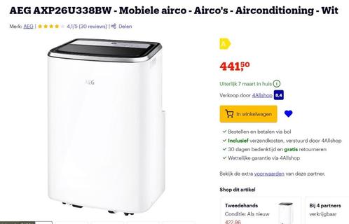 AEG mobile airco AXP26U338CW, Witgoed en Apparatuur, Airco's, Zo goed als nieuw, Mobiele airco, 60 tot 100 m³, 3 snelheden of meer