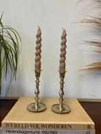 Prachtige set van twee Vintage koperen Messing Kandelaars, Ophalen of Verzenden, Koper of Brons