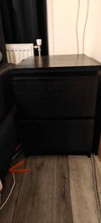 2 Malm Nachtkastjes - Zwartbruin, Ophalen, Gebruikt, Minder dan 45 cm, 55 tot 70 cm