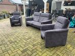 Bankstel met 2 stoelen, 150 tot 200 cm, Rechte bank, Stof, 75 tot 100 cm