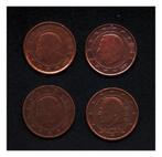 4x 1 eurocent België 1999, 2002, 2004, 2009 (M210), Postzegels en Munten, Munten | Europa | Euromunten, België, 1 cent, Verzenden