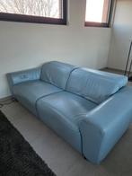 Stijlvolle Natuzzi relax 2 zitsbank in blauwgrijs leder, Ophalen, 150 tot 200 cm, Tweepersoons, Zo goed als nieuw