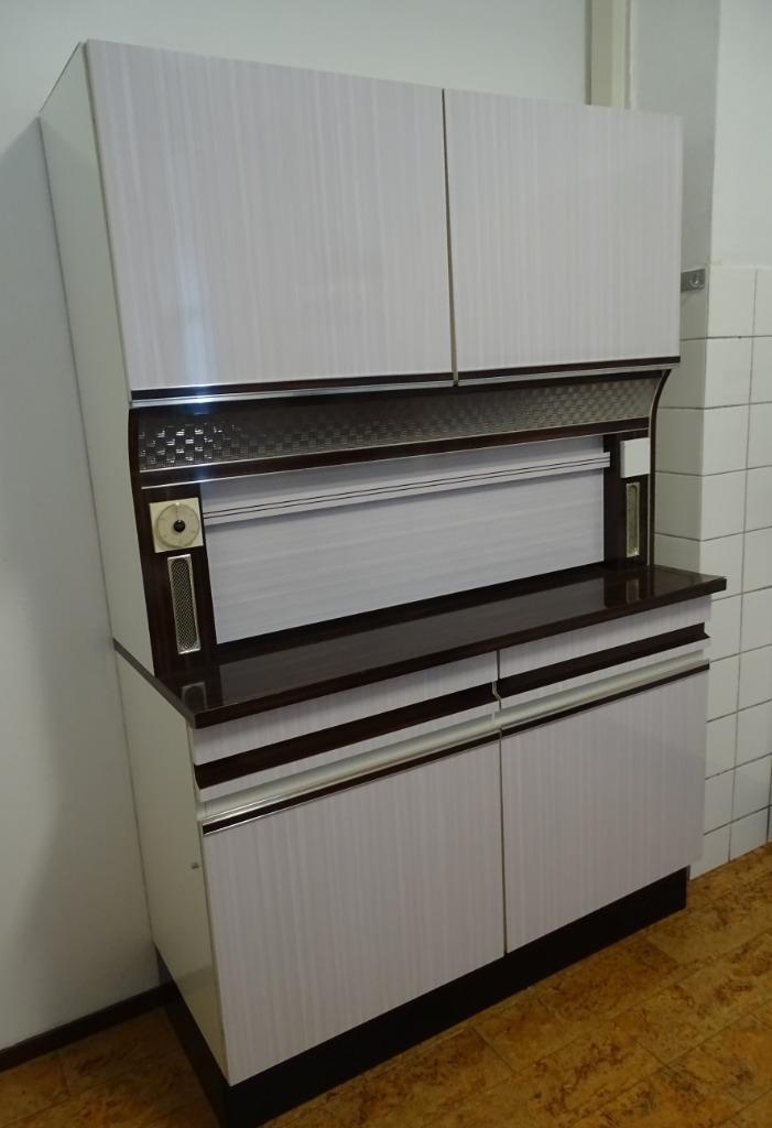 Vintage keukenkast met bar, jaren 60, Huis en Inrichting, Keuken | Keukenelementen, Gebruikt, Wit, Bruin, Ophalen
