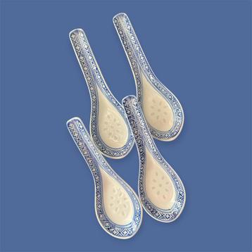 Vintage porselein Rijstlepels - China- Set van 4 beschikbaar voor biedingen