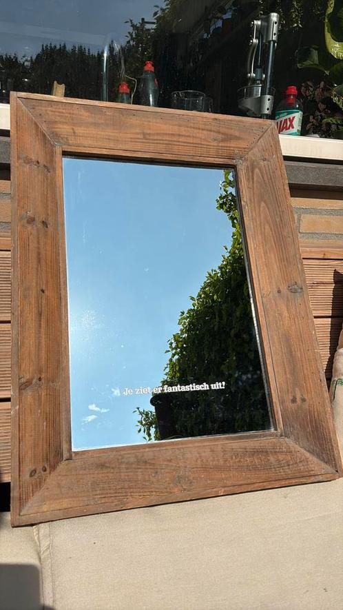 Spiegel met tekst “Je ziet er fantastisch uit!” 58x78 cm, Huis en Inrichting, Woonaccessoires | Spiegels, Zo goed als nieuw, Minder dan 100 cm