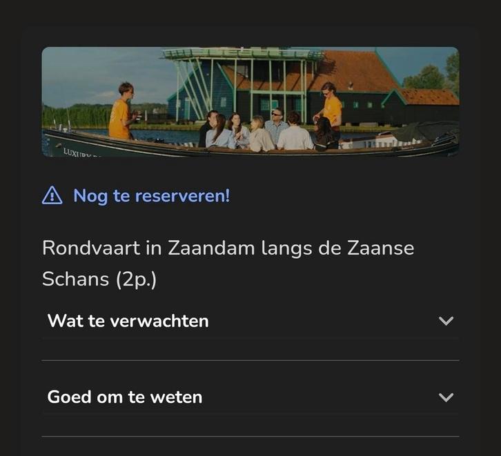 4 tickets voor rondvaart Zaanse Schans, Tickets en Kaartjes, Recreatie | Dierentuinen, Twee personen, Ticket of Toegangskaart