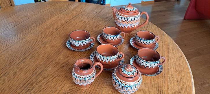 Authentiek Bulgaars theeservies, handbeschilderd., Antiek en Kunst, Antiek | Servies compleet, Ophalen of Verzenden