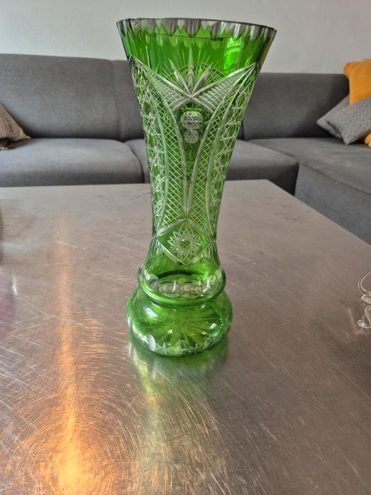 Bohemian Stijl Glazen Vaas, Antiek en Kunst, Antiek | Glas en Kristal, Ophalen of Verzenden