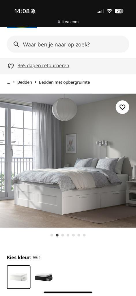 Bed met opberglades 140x200 cm, Huis en Inrichting, Slaapkamer | Bedden, Gebruikt, Tweepersoons, 140 cm, 200 cm, Hout, Wit, Ophalen
