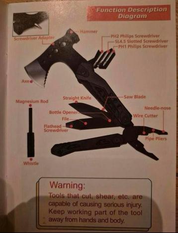Wayintop Multitool Survival Bijl – 15-in-1 | Nieuw in doos beschikbaar voor biedingen