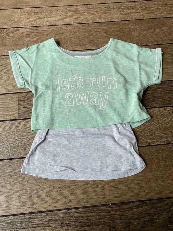 Leuk mintgroen/grijs t-shirt van H&M maat 146/152, Kinderen en Baby's, Kinderkleding | Maat 146, Zo goed als nieuw, Meisje, Shirt of Longsleeve
