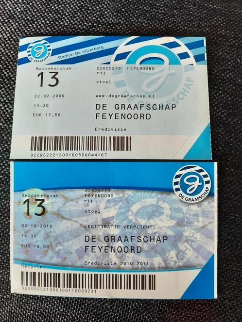2 voetbalkaartjes de Graafschap - Feyenoord, Verzamelen, Sportartikelen en Voetbal, Zo goed als nieuw, Feyenoord, Ophalen of Verzenden