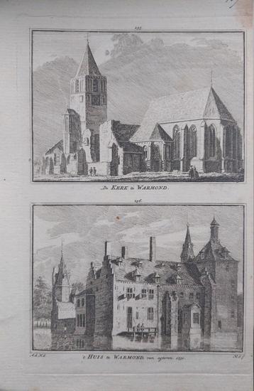 295-296 / Warmond Huis en Kerk Gravure 18e eeuw beschikbaar voor biedingen