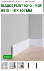 4x lange GLADDE PLINT 9010 - MDF V313 - 15 X 100 MM, Doe-het-zelf en Verbouw, Plinten en Afwerking, Ophalen of Verzenden, Nieuw