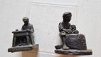 2 oude brocante beeldjes sigarenmaker en de munter, Antiek en Kunst, Ophalen of Verzenden