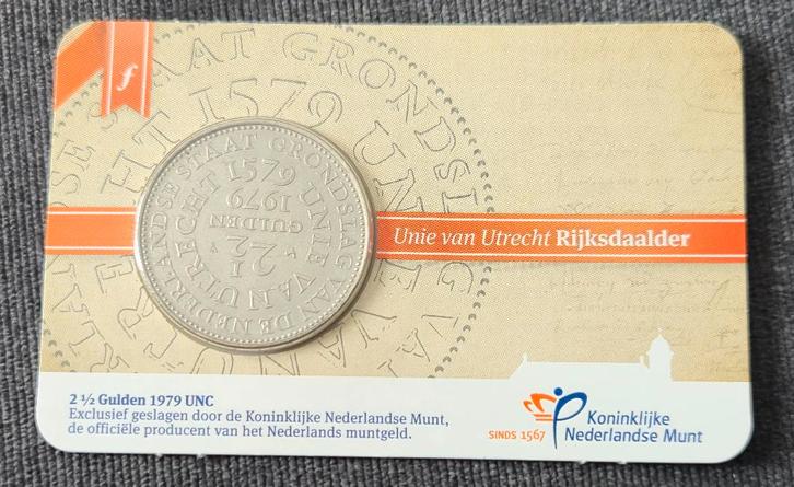 Unie van Utrecht Rijksdaalder 1979 in Coincard unc, Postzegels en Munten, Munten | Nederland, Losse munt, 2½ gulden, Koningin Beatrix