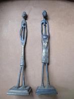 2  lange  bronzen Afrikaanse  man en vrouw, Antiek en Kunst, Antiek | Koper en Brons, Verzenden, Brons