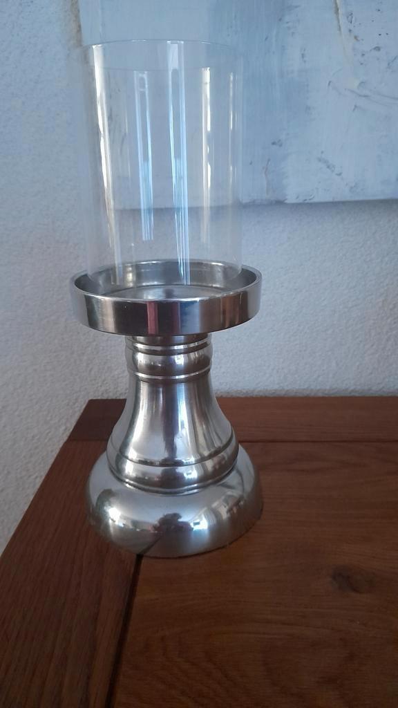 Grote luxe rvs kandelaar/windlicht, Huis en Inrichting, Woonaccessoires | Kandelaars en Kaarsen, Nieuw, Minder dan 25 cm, Overige materialen