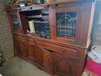 Oude houten kast met glas, Huis en Inrichting, Kasten | Buffetkasten, Glas, Gebruikt, Met deur(en), 150 tot 200 cm